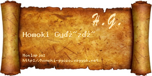 Homoki Győző névjegykártya